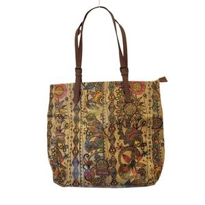 SAKROOTS North South Boho Owl Graphic Zippered Tote Bag Coated Canvas‎ Artsy